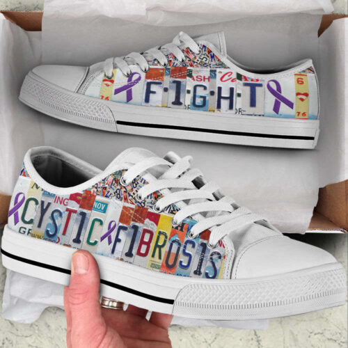 Cystic Fibrosis Shoes Fight License Plates Low Top Shoes Canvas Shoes,  Best Gift For Men And  Women