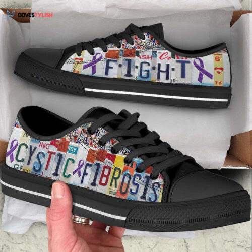 Cystic Fibrosis Shoes Fight License Plates Low Top Shoes Canvas Shoes,  Best Gift For Men And  Women