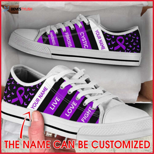 Cystic Fibrosis Shoes Plaid Low Top Shoes Canvas Shoes – Personalized Custom  For Men And Women
