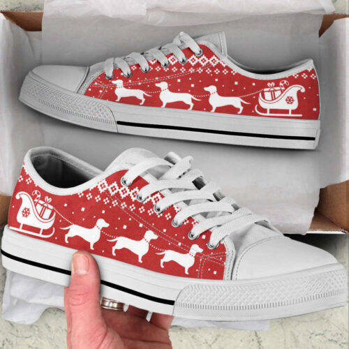 Dachshund Christmas Gift Low Top Shoes Canvas Sneakers Casual Shoes, Dog Mom Gift