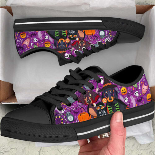 Dachshund Dog Halloween Low Top Shoes Canvas Sneakers Casual Shoes, Dog Mom Gift