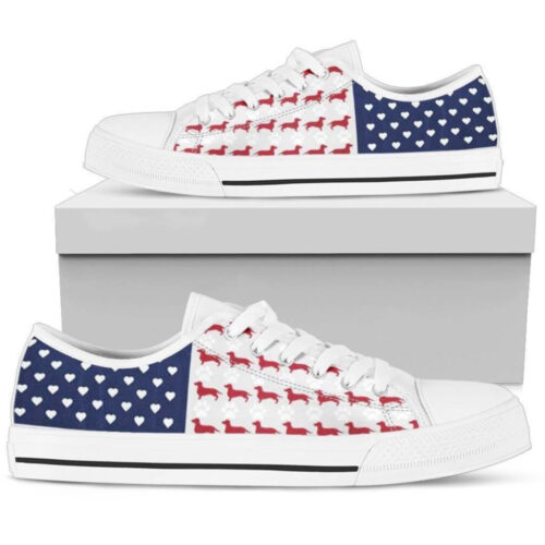 Dachshund US Flag Women’s   Low Top Shoes, Best Gift For Women