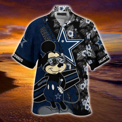 Dallas Cowboys NFL-Summer Hawaii Shirt Mickey And Floral Pattern For Sports Fans