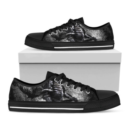 Watercolor Yarn Pattern Print Black Low Top Shoes, Best Gift For Men And Women