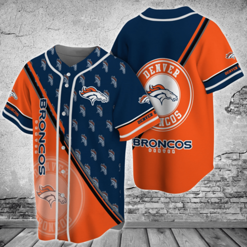 Denver Broncos NFL Baseball Jersey Shirt – Orange and Blue For Men Women