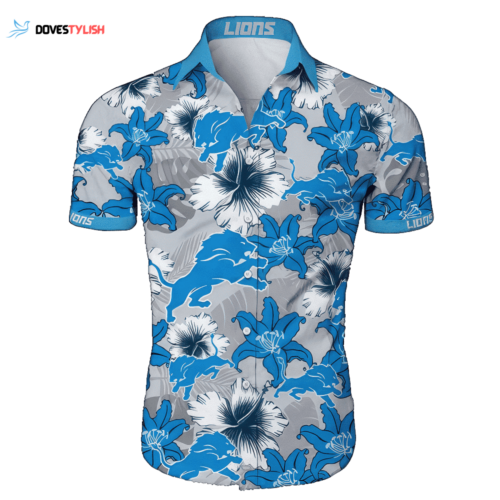 Detroit Lions Beach Shirt Hawaiian Shirt Tropical Flower Pattern Short Sleeve NFL For Men And Women