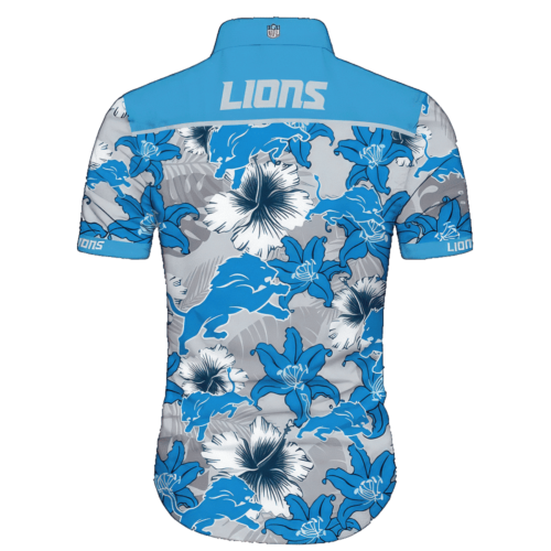 Detroit Lions Beach Shirt Hawaiian Shirt Tropical Flower Pattern Short Sleeve NFL For Men And Women
