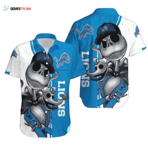 Detroit Lions DL Beach Shirt Jack Skellington And Zero Hawaiian Shirt NFL  For Men And Women