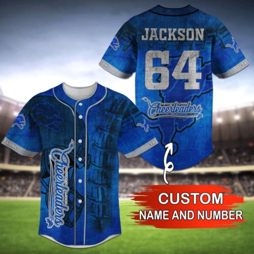 Detroit Lions NFL Personalize Name Baseball Jersey Shirt  For Men Women