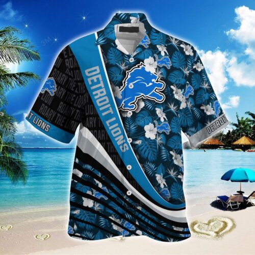 Detroit Lions NFL-Summer Hawaiian Shirt With Tropical Flower Pattern For Fans