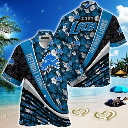 Detroit Lions NFL-Summer Hawaiian Shirt With Tropical Flower Pattern For Fans