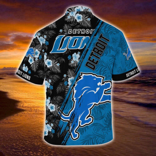 Detroit Lions NFL-Summer  Hawaiian Shirt Mickey And Floral Pattern For Sports Fans