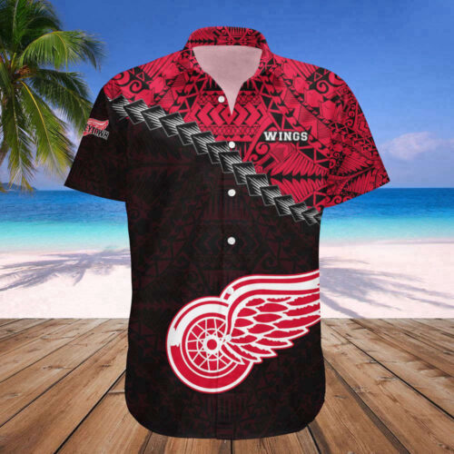 Detroit Red Wings Hawaii Shirt Set Grunge Polynesian Tattoo – NHL For Men And Women