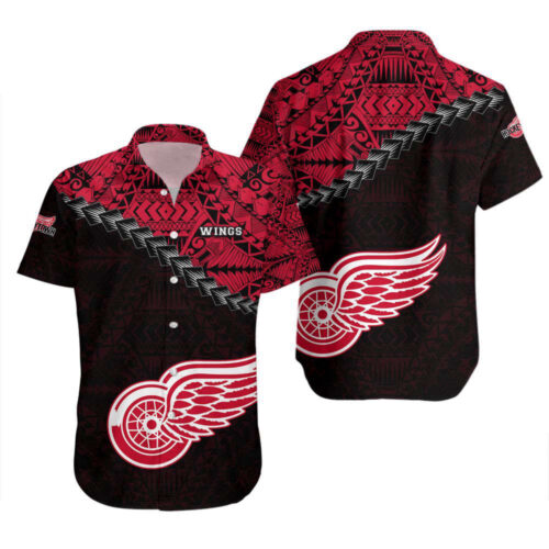 Detroit Red Wings Hawaii Shirt Set Grunge Polynesian Tattoo – NHL For Men And Women