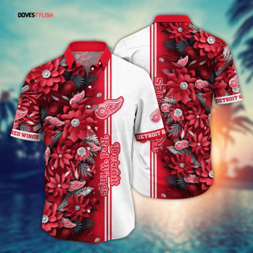 Detroit Red Wings NHL Flower Hawaii Shirt And Tshirt For Fans, Custom Summer Football Shirts