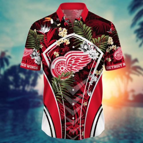 Detroit Red Wings NHL Flower Hawaii Shirt   For Fans, Summer Football Shirts