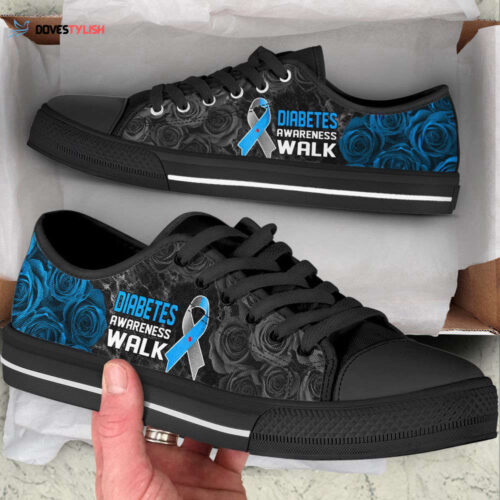 Diabetes Awareness Shoes Walk Low Top Shoes Canvas Shoes,  Best Gift For Men And  Women