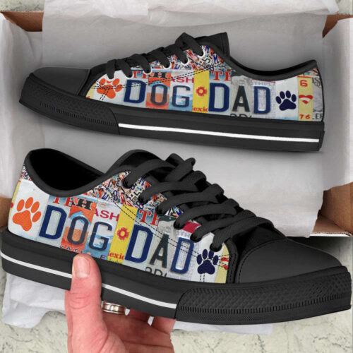 Dog Dad Live Love License Plates Low Top Shoes Canvas Sneakers Casual Shoes, Dog Mom Gift