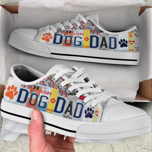 Dog Dad Live Love License Plates Low Top Shoes Canvas Sneakers Casual Shoes, Dog Mom Gift