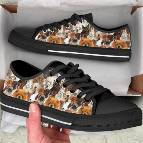 Dog Face Art Watercolor Low Top Shoes Canvas Sneakers Casual Shoes, Dog Mom Gift