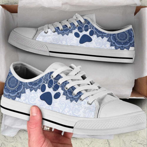Dog Lover Mandala Paw Low Top Shoes Canvas Sneakers Casual Shoes, Dog Mom Gift