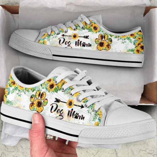 Dog Mom Paw Sunflower Low Top Shoes Canvas Sneakers Casual Shoes, Dog Mom Gift