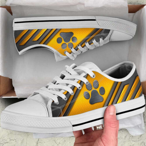 Dog Paw Metalwaffle Gold Silver Low Top Shoes Canvas Sneakers Casual Shoes For Men And Women