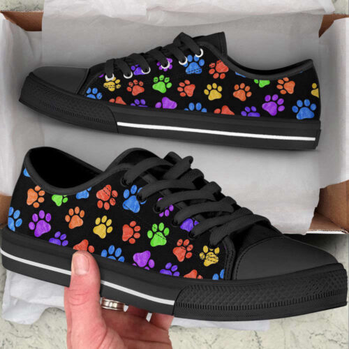 Dog Paw Print Colorfull Pattern Low Top Shoes Canvas Sneakers Casual Shoes For Men And Women