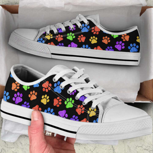 Dog Paw Print Colorfull Pattern Low Top Shoes Canvas Sneakers Casual Shoes For Men And Women