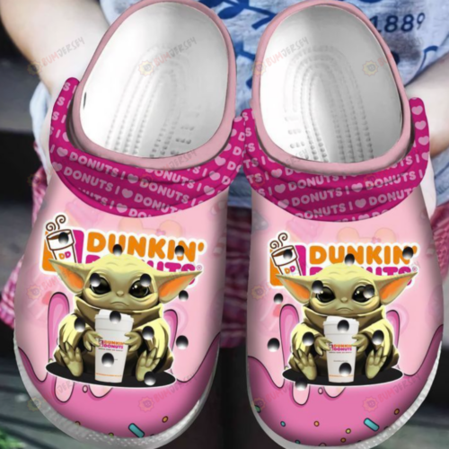Dunkin’ Donuts Baby Yoda Pattern Crocs Classic Clogs Shoes In Pink