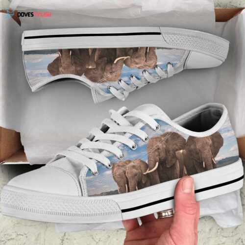 Elephants Family Low Top Shoes Canvas Print Lowtop Trendy Fashion Casual Shoes Gift For Adults
