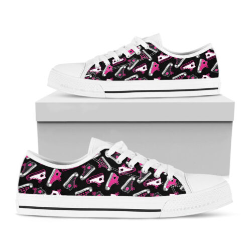 Emo Shoes Pattern Print White Low Top Shoes, Gift For Men And Women