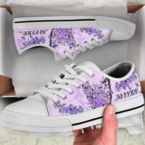 Epilepsy Cancer Shoes Butterfly Flower Low Top Shoes Canvas Shoes,  Best Gift For Men And Women