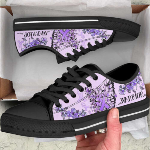 Epilepsy Cancer Shoes Butterfly Flower Low Top Shoes Canvas Shoes,  Best Gift For Men And Women