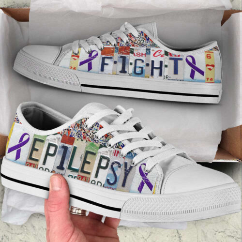 Epilepsy Shoes Fight License Plates Low Top Shoes Canvas Shoes,  Best Gift For Men And Women