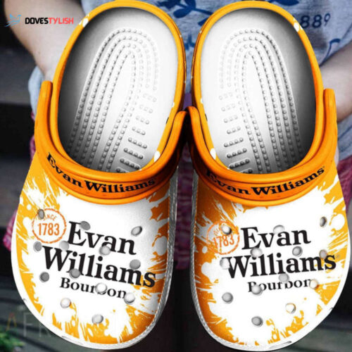 Evan Williams Logo Splatter Pattern Crocs Classic Clogs Shoes In Orange