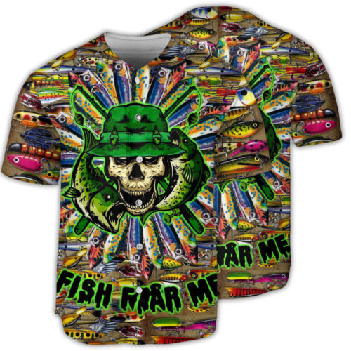 Fishing Skull Baseball Jersey – Perfect for Passionate Anglers!