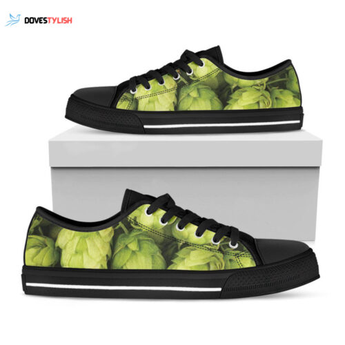 Fresh Hop Cone Print Black Low Top Shoes, Best Gift For Men And Women