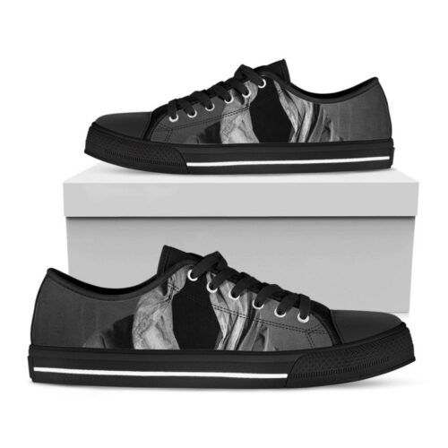 Floral Sparkle Print Black Low Top Shoes, Best Gift For Men And Women