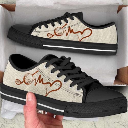 Golf Heartbeat Low Top Shoes Canvas Print Lowtop Fashionable Casual Shoes Gift For Adults