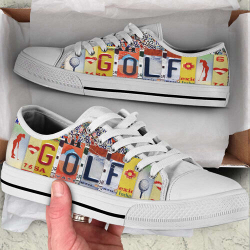Golf License Plates Low Top Shoes Canvas Print Lowtop Fashionable Casual Shoes Gift For Adults