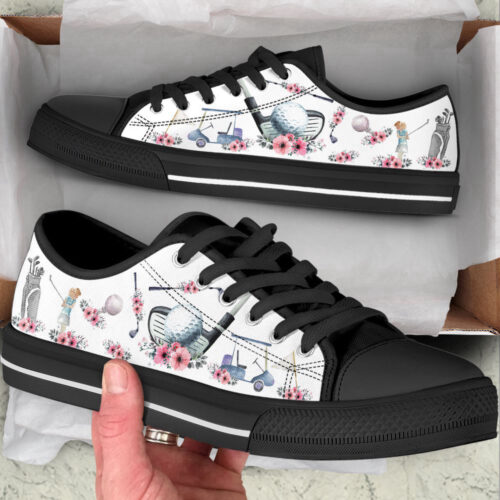 Golf Watercolor Flower Low Top Shoes Canvas Print Lowtop Trendy Fashion Casual Shoes Gift For Adults