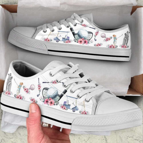 Golf Watercolor Flower Low Top Shoes Canvas Print Lowtop Trendy Fashion Casual Shoes Gift For Adults