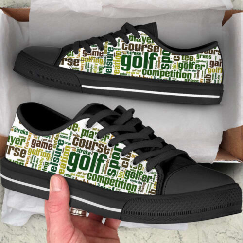 Golf Word Cloud Low Top Shoes Canvas Print Lowtop Trendy Fashion Casual Shoes Gift For Adults