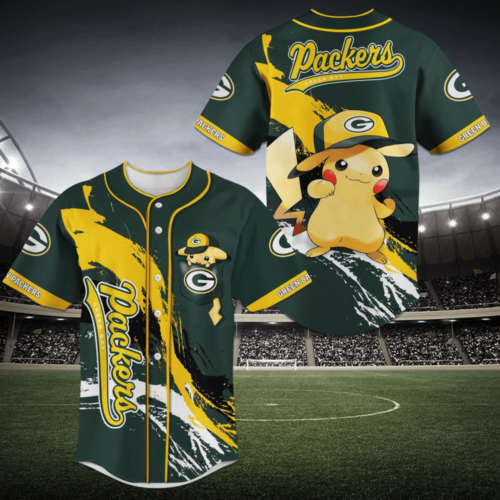 Green Bay Packers NFL Pikachu Baseball Jersey Shirt For Men Women