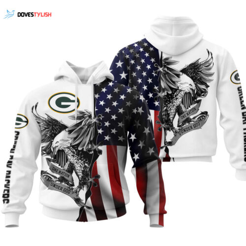 Green Bay Packers USA Flag Eagle Hoodie, Best Gift For Men And Women