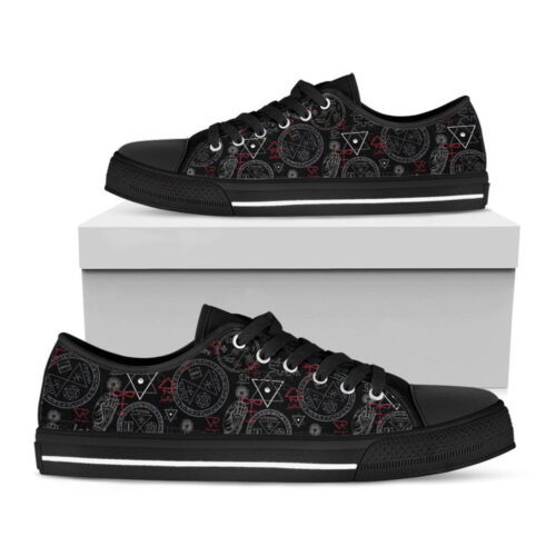 Hand Of Glory Black Magic Witch Print Black Low Top Shoes, Gift For Men And Women