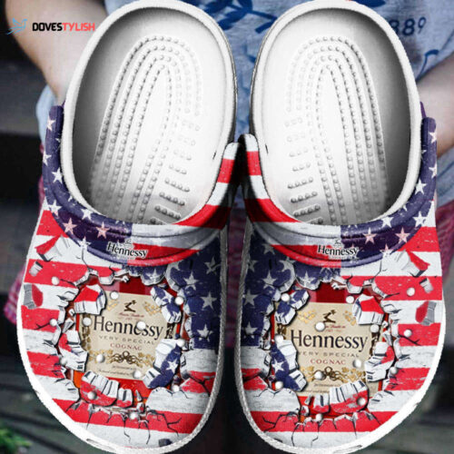 Hennessy Amercan Flag Breaking Pattern Crocs Classic Clogs Shoes