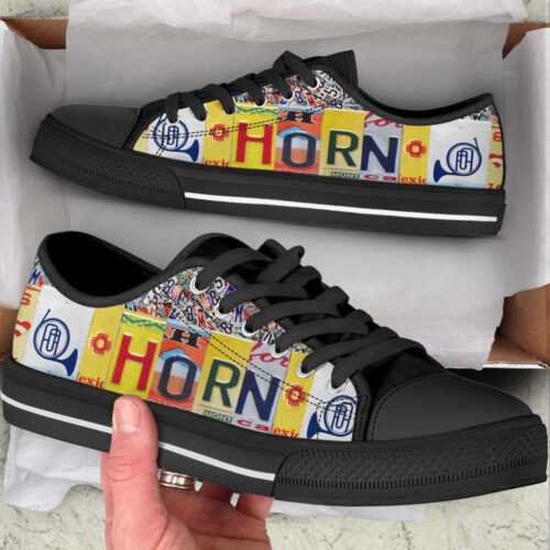 Horn License Plates Low Top Shoes Canvas Shoes Full Print, Best Gift For Music Lovers