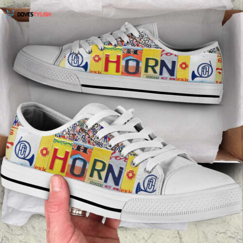 Horn License Plates Low Top Shoes Canvas Shoes Full Print, Best Gift For Music Lovers
